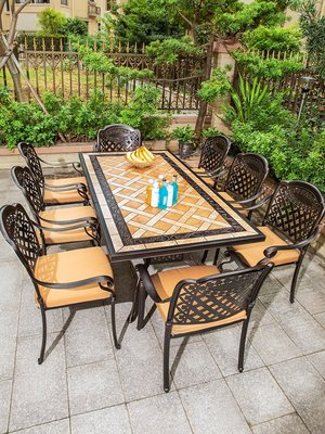 WAN戶外庭院花園鑄鋁桌椅室外桌子防水防曬陽臺鐵藝瓷磚桌椅組合