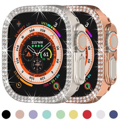 森尼3C-蘋果手錶保護蓋Apple Watch Ultra 8 49mm保護殼 IWatch8 PC 配件鑽石錶殼-品質保證