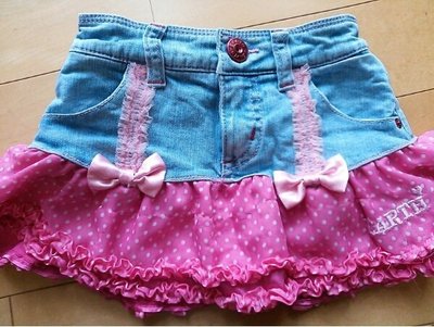 日本童裝 EARTHMAGIC 粉色牛仔褲裙~130CM