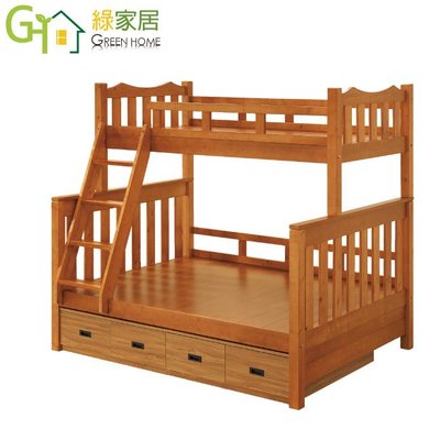 【綠家居】巴威 現代5尺雙人實木收納雙層床台組合(雙層床台＋床底收納櫃)