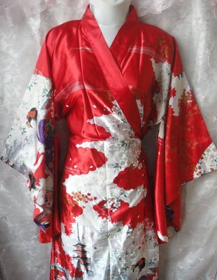 日本製造 薄紅色印花 和服浴衣 無腰帶 red flower cos