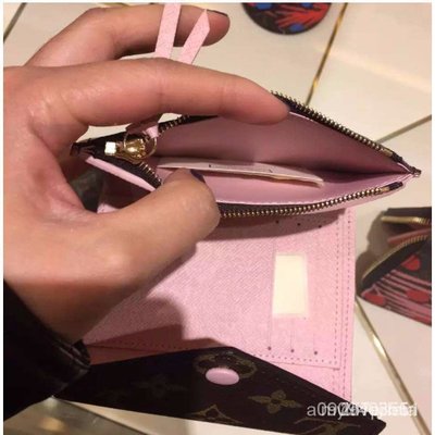 【二手正品】 Louis Vuitton LV M62360 Victorine 粉紅 三折 短夾