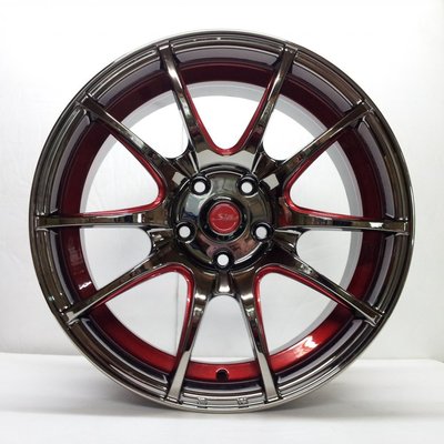 全新鋁圈 wheel DG047A 18吋鋁圈 5/100 5/114.3 黑電鍍洗溝紅+內滾紅