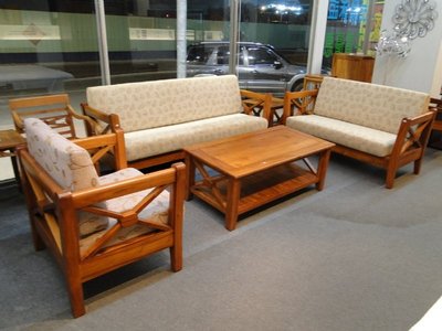 【順發傢俱】印尼柚木~1+2+3木製沙發~423~部份地區免運費