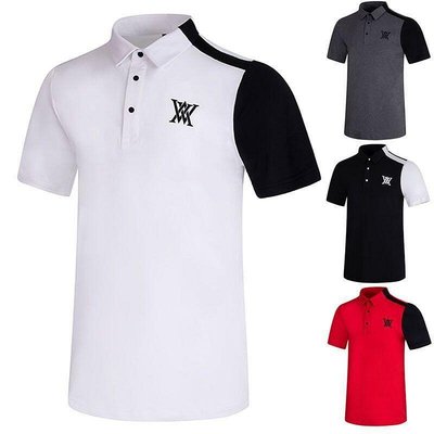 新款推薦 高爾夫男士短袖夏溼排汗透氣拼接翻領T恤戶外運動polo衫男球衣 CAX2-可開發票