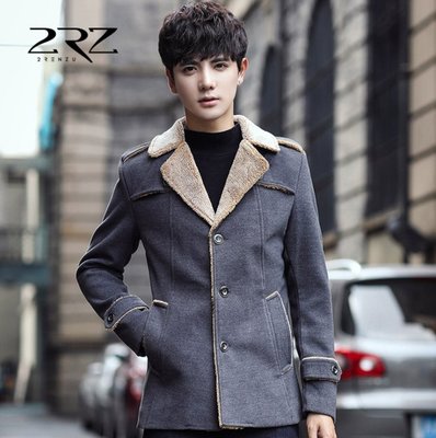 【潮裡潮氣】韓版男裝冬季男式呢大衣英倫男士毛絨領外套中長款風衣