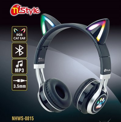 東榮 NHWS-0815 阿什拉貓耳 RGB 藍芽電競耳麥 藍芽耳麥 耳機麥克風 可單獨插線使用 可額外插SD卡