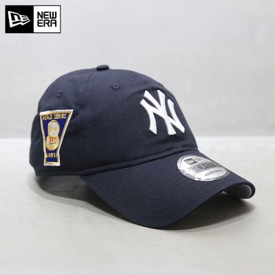 現貨優選#NewEra帽子MLB棒球帽ny洋基隊軟頂大標世界冠軍刺繡藏青色鴨舌帽簡約