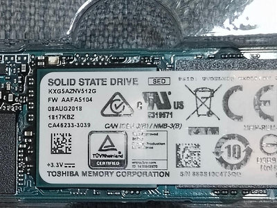 東芝 TOSHIBA KXG5AZNV512G 512GB PCIE NVMe - 良品