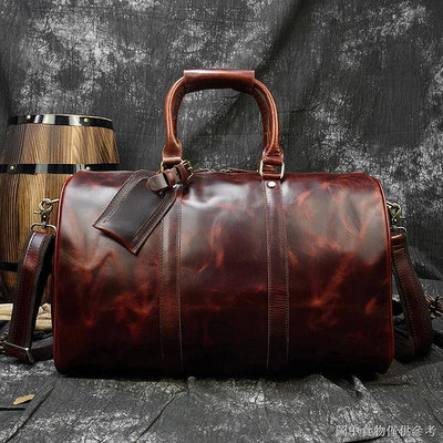 【精品包包 潮流必備】男士手提包大容量真皮旅行包頭層牛皮行李袋休閒健身包