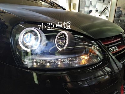 小亞車燈改裝＊ 全新 VW GOLF-05 06 07 GOLF 5 代 黑框光圈R8 LED燈眉魚眼大燈 車燈