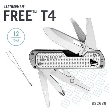 丹大戶外【Leatherman】FREE T4 多功能工具刀(#832686)剪刀│開瓶器│銼刀│螺絲起子│鑷子