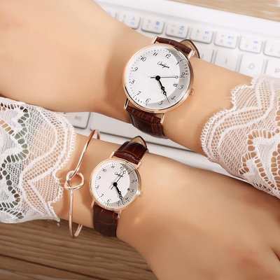 熱銷 奧利尼韓版簡約時尚薄款數字面石英錶男女防水情侶錶皮帶日歷手錶腕錶758 WG047