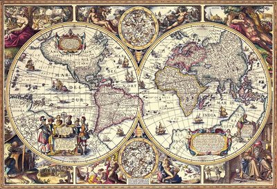 31-457 絕版1000片日本進口拼圖 復古世界地圖