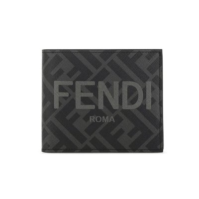 [全新真品代購-F/W22 新品!] FENDI LOGO FF 皮革拼接 短夾 / 皮夾