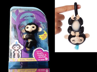 2FW 櫃 ： 代理版 BABY MONKEY 互動寵物猴 手指猴 黑 WOWWEE FINGERLINGS　富貴