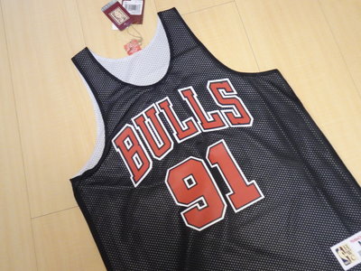 Mitchell & Ness M&N NBA 芝加哥公牛隊 小蟲 Dennis Rodman 91雙面練習球衣黑白紅款