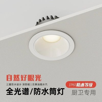 防水筒燈led嵌入式IP65天花燈家用防眩光射燈衛生間浴室廚房防霧