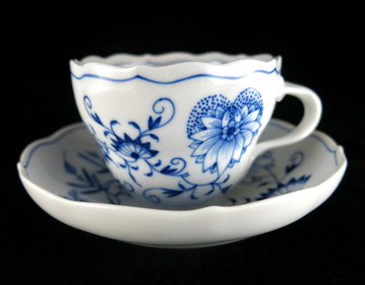 德國麥森Meissen 手繪藍洋蔥系列咖啡杯盤組-A