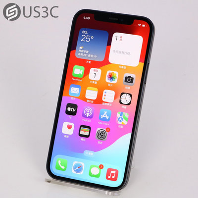 【US3C-高雄店】【一元起標】公司貨 Apple iPhone 12 128G 黑色 6.1吋 超瓷晶盾 Face ID 蘋果手機 A14 Bionic 空機