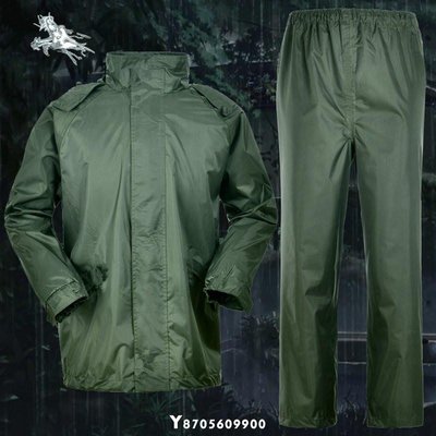 現貨熱銷-橄欖綠新款雨衣消防分體雨衣搶險救援便攜戶外套裝軍綠雨衣爆款