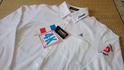 【涉谷GOLF精品】Le Coq Sportif 公雞牌 全新M號白色左口袋長袖POLO衫 保證真品 歡迎購買