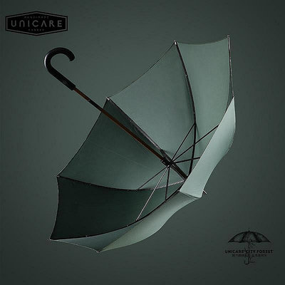 【熱賣精選】UNICARE 大號雨傘復古 晴雨長柄傘 商務傘防風 手動直柄 實木加固