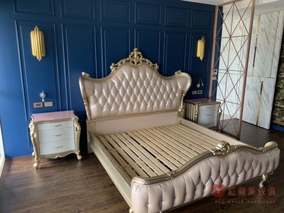 [紅蘋果傢俱] MDS-022宮廷系列 床架 全實木床架 床頭櫃 歐式 高檔床台 雙人床 歐式床 法式床 新古典床