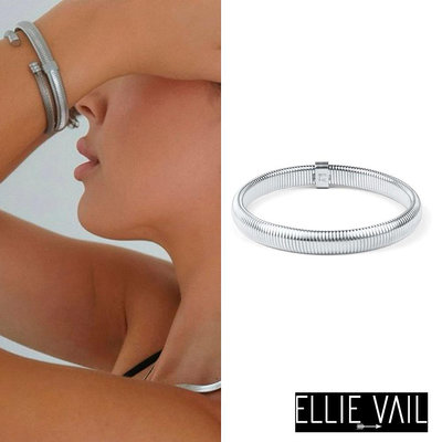 ELLIE VAIL 邁阿密防水珠寶 立體蛇紋銀色伸縮手環 Wren Coil