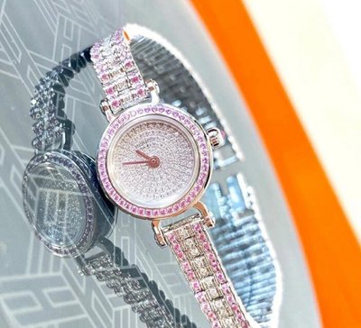 專櫃正品 HERMES 最新 福寶 18K白金 粉鑽 滿天星 鑲鑽 手錶（全新現貨！剛從專櫃拿出來）
