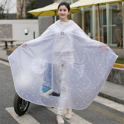 時尚單人雨衣透氣車摩托車成人白色水晶連體透明雨披