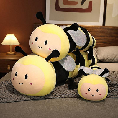 新款熱銷 跨境可愛小蜜蜂長條抱枕毛絨玩具女生床上睡覺夾腿枕沙發裝飾靠墊 動漫星城周邊玩偶