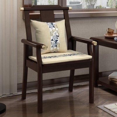新中式椅子實木靠背椅麻將復古書房椅單人沙發椅老人扶手椅官帽椅西洋紅促銷