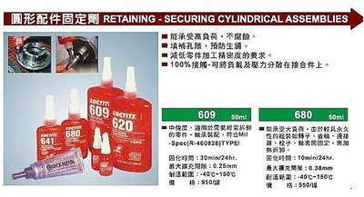 ㊣宇慶S舖㊣ LOCTITE 汽車、機具維修產品 原形配件固定劑 609 其他規格歡迎洽詢