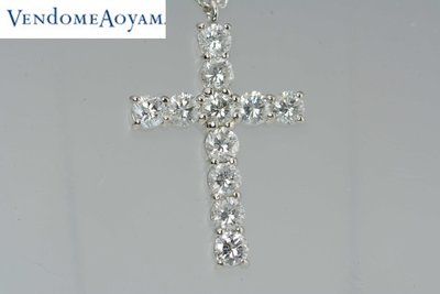 【芬芳時尚】日本購回VENdoME AoyAMA青山十字架天然鑽石鉑金PT950 PT850鑽石項鍊