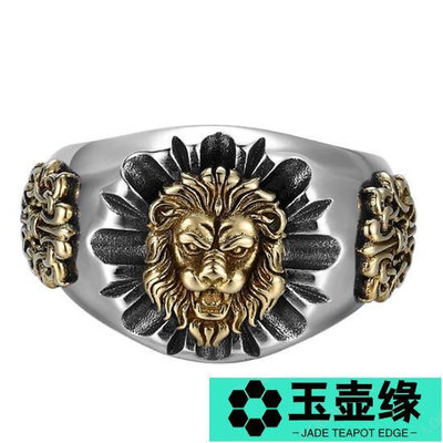 飾品R11888精緻個性歐美復古皇室獅子頭925純銀泰銀開口戒指玉壺緣