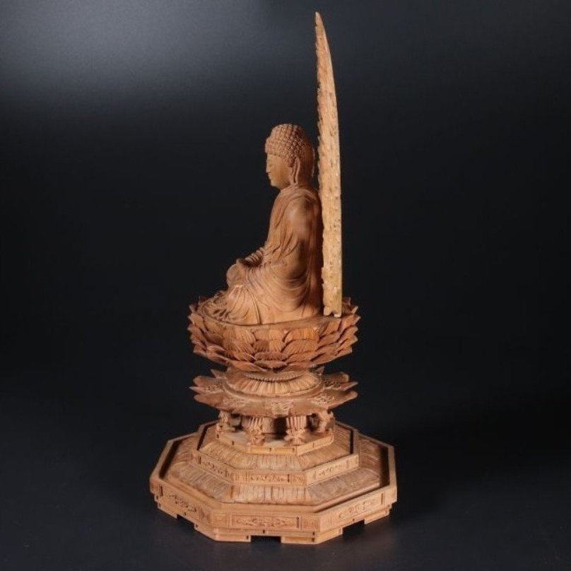時代物，古銅製仏像，極細工，高14cm，重770克，仏教美術 - 金属工芸