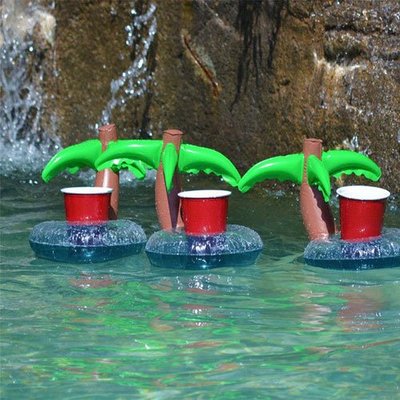 ✤拍賣得來速✤充氣式棕欖樹飲料套 游泳池可樂套 棕欖樹充氣杯座 夏日必備
