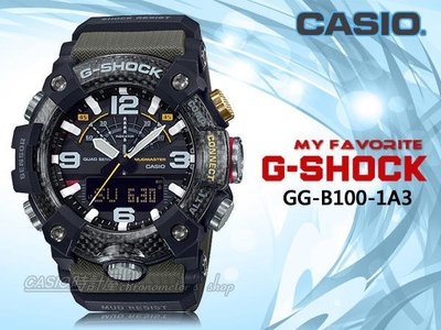 卡西歐 時計屋 手錶專賣店 GG-B100-1A3 藍牙泥人雙顯錶 碳纖維 防水200米 手機藍牙連線 GG-B100