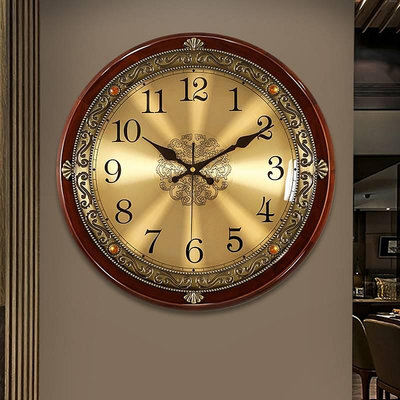 德國實木鐘表掛鐘客廳新中式家用時尚時鐘高端掛墻美式復古石英鐘