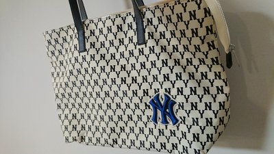 韓國 Yankee 二手 藍白 韓國 洋基 YN 購物袋 拖特包 側背袋 肩背包 全新 媽媽包 MLB 野餐袋 露營包 書包 健身包 健身袋