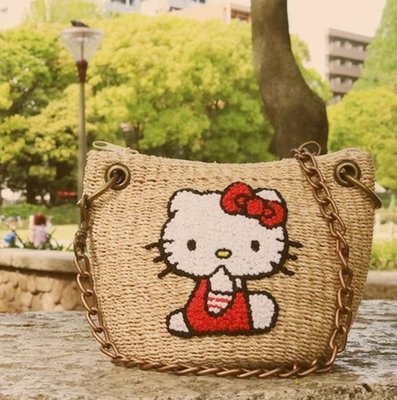 鼎飛臻坊 凱蒂貓 accommode x Hello Kitty 2017新品 手工刺繡 蕉麻 編織包 日本正版