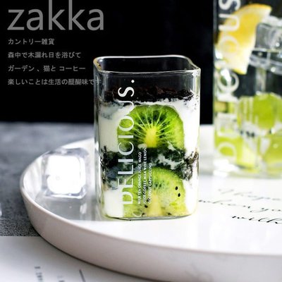 創意zakka-北歐設計風英文方形玻璃水杯/果汁杯(2款可選)--生活雜貨 幸福朵朵