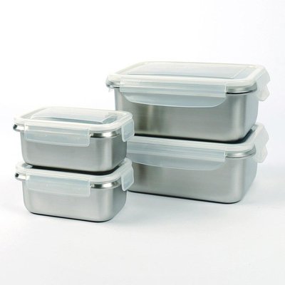 【小如的店】COSTCO好市多線上代購~Quasi 司扣爾不鏽鋼保鮮盒-含蓋8件組(單個容量:500/1800毫升)