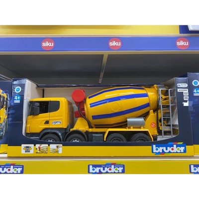 《BRUDER》德國大比例擬真 1:16 SCANIA 黃色 工程水泥車_RU3554