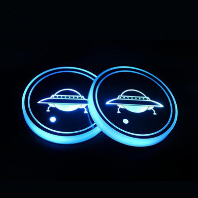 2 件 LED 汽車杯架燈,7 種顏色變化 USB 充電墊防水杯墊,LED 室內氛圍燈裝飾燈汽車配件