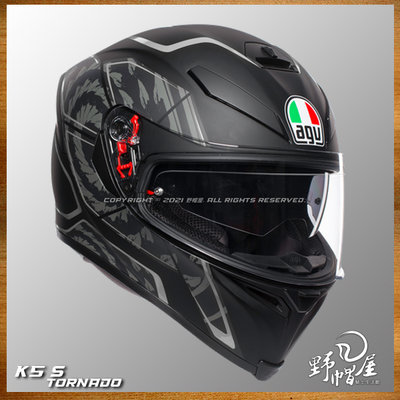 《野帽屋》義大利 AGV K-5 S 全罩 安全帽 亞版 內墨片 K5S K-5S。TORNADO 霧黑銀