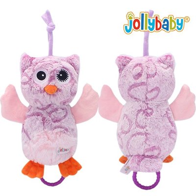 【媽媽倉庫】澳洲jollybaby貓頭鷹絨毛拉鈴 安撫玩具 絨毛娃娃 動物造型