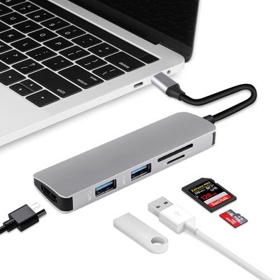分線器蘋果電腦轉換器適用新款MacBook Pro Air 雷電3擴展塢轉接頭Type-c轉HDMI USB 3.0讀卡