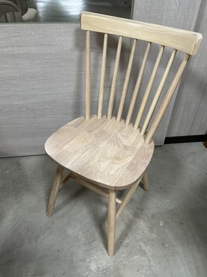 【N D Furniture】台南在地家具-北歐鄉村風後直條造型橡膠木實木淺原木色溫莎餐椅BG
